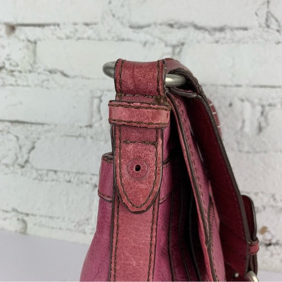 Fossil Maddox Purple Leather Flap Buckle Crossbody Purse - Picture 7 of 16